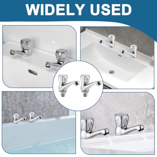 2 PCS Bathroom Taps, Hot and Cold Metal Basin Taps Pair