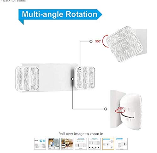 1 Pack LED Emergency Lights for Business, with Battery Backup, Two Head Adjustable LED Emergency Square Lighting for Home, UL 924 Certified-Emergency Lighting Fixture. White 1 PACK