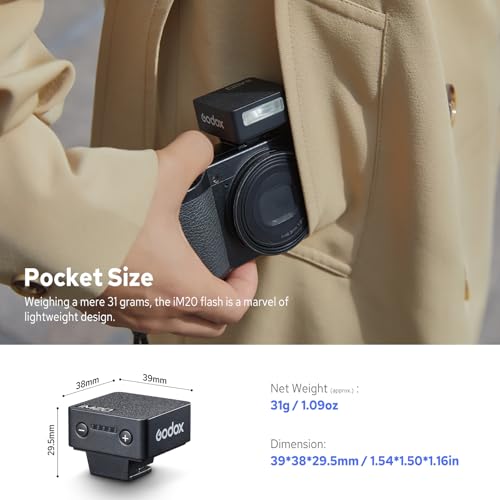 GODOX iM20 Mini Flash, GN10 Hot Shoe Mini Flash, Built in Battery