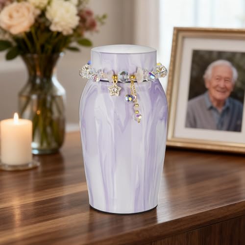 SOITIS Urns for Human Ashes, Mini Urn for Ash Male Female, Small Urns for Human Ashes Keepsake, Stainless Steel Memorial Cremation, Decorative Urn Funeral Urn - Purple Keepsake Holder