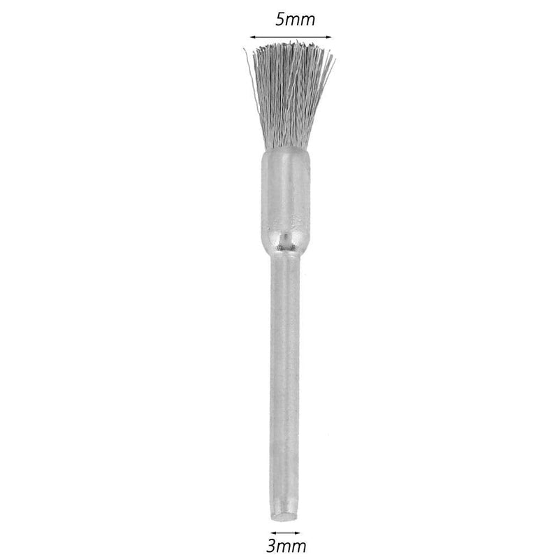 [Australia - AusPower] - 15 pieces steel diameter wire brush 3 mm shaft mini polishing tool for metal, wood, stone surface cleaning (3 x 5 mm) (3*5mm 