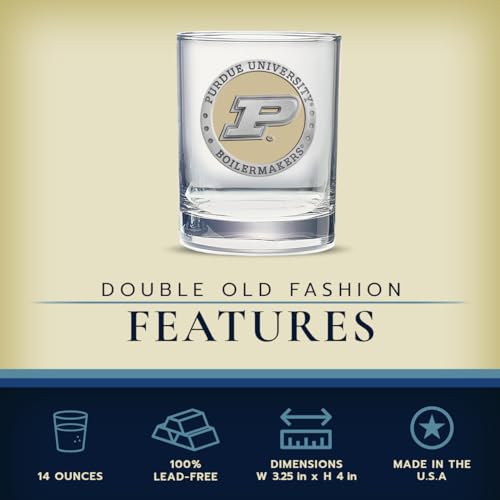 Heritage Pewter Purdue Double Old Fashion | Double Rocks Glass 14 OZ for Liquor | Expertly Crafted Pewter Glass