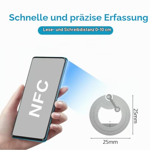 Pack of 20 NFC Tag Stickers, Stickers, Chip Stickers, Programmable, Chip, Card, Stickers for All NFC-Enabled Mobile Phones and Devices