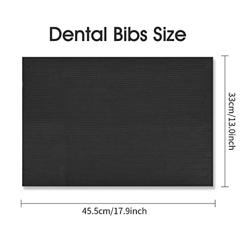 Emalla Pack of 50 Dental Bibs, Black, Disposable Dental Bibs, Waterproof Tattoo Bibs, 33 x 45 cm, Tattoo Covers, Multi-Purpose for Tattoo Accessories, Dental Treatment