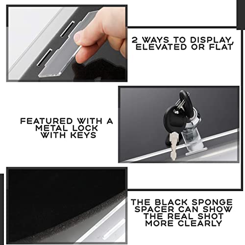 Weysat Acrylic Locking Display Case for Knife Jewelry, Clear Rectangular Display Box Security Showcase Organizer Tray with Lock Key and Padding for Jewelry Collectibles Pocket Knives