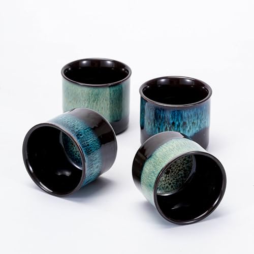 Espresso Cups Set of 2, Ceramic Espresso Cups, Expresso Shots Cups, 2.5oz Tea Cups, Demitasse Cups (4, full magic/full magic blue) 4