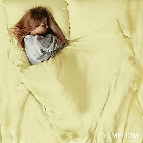 YEMYHOM 100% Cotton Weighted Blanket Cover 60"x80", Soft Removable Duvet Cover for Heavy Blanket, Machine Washable（Yellow） 60''x80''Duvet Cover Yellow