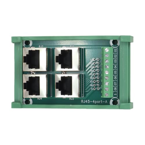 4 Way Bus Board RJ45 8P8C DIN Rail Mount Ethernet Port Distribution Breakout Board 0.5A Parallel Port for Offices and Factories