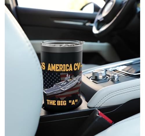 Aircraft Carrier USS America CV-66 Veterans Day Father's Day Stainless Steel Insulated Tumbler Black 20 Ounces