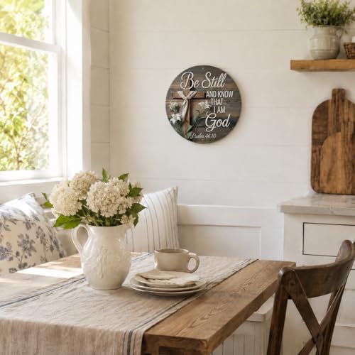 Be Still and Know I Am God Metal Sign 8x8in Round Scripture Plaque for Home Wall Decor Christian Gift Be Still and Know That I Am God