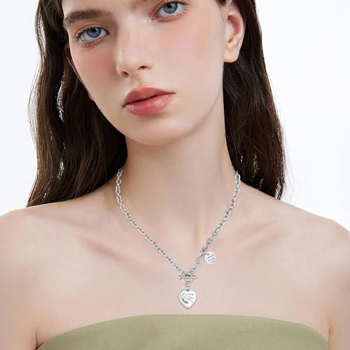 XIUDA Heart Cremation Urn Necklaces for Ashes Locket Cremation Jewelry for Human Ashes Stainless Steel Memorial Keepsake Pendant for Women Silver