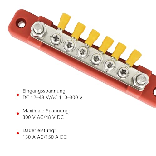 2 Sets Busbar 12V-48V DC 150A Busbar Power Distributor 12V with Cover, Bus Bar 12V with 6 M4 Screws, 2 M6 Bolts, 12V Distribution Block for Car, Truck, Motorhome, Yacht, Boat 6 M4 Bolts, 2 M6 Bolts