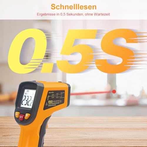 Ketotek Infrared Thermometer FDA Digital Thermometer Gun -50 °C - 600 (-58-1112), yellow