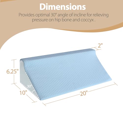 Blue Touchutopia body wedge pillow for side sleepers, 20-inch support and positioning aid for comfortable sleep.