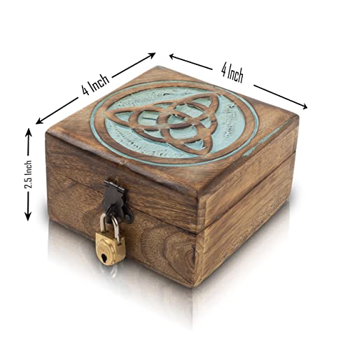 Handmade Wooden Jewelry & Keepsake Box, Decorative Storage Box, 4 x 4 Inch Blue Wash Finish