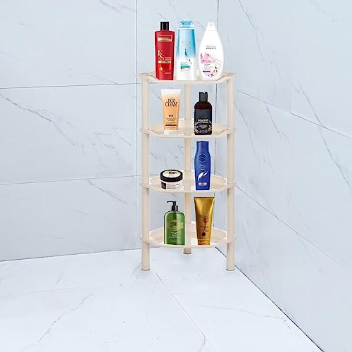 4 Tier Shower Caddies, Organizer Shelf Corner, Plastic Shower Rack Stands for Bathroom, Storage Bath Shower Caddy, 13.5X 10 x 33.5 Inches, Beige (Round Slot Beige 4 Tier) Round Slot Beige 4 Tier