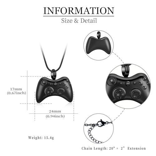 shajwo Game Controller Urn Necklaces for Ashes for Men Black