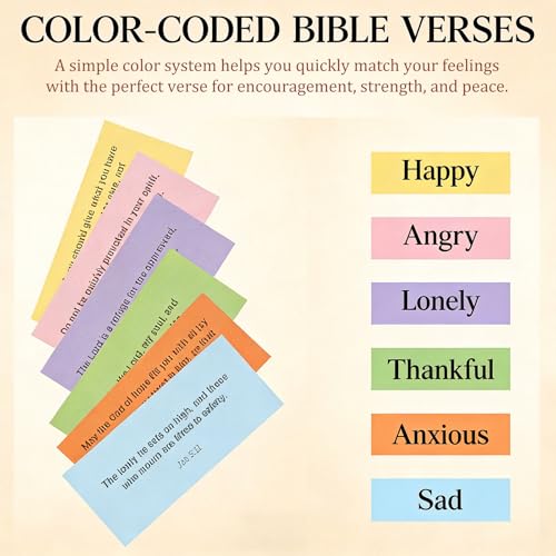Bible Verse Wooden Box – 150 Color Coded Scripture Cards for 6 Emotions, Christian Gift for Expressing Feelings, Graduation, Mother's Day, Religious Prayer Box for Men & Women