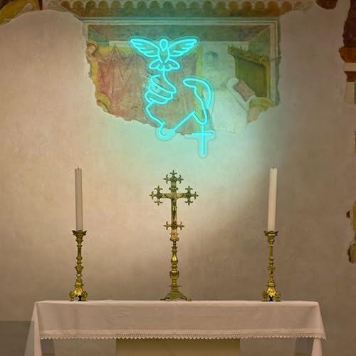 Peace Dove Neon Sign LED Christian Jesus Light Up Sign Cross Neon Light for Wall Decor Prayer Room Art Religious Home Easter Decorations Peace Dove
