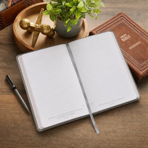Christian Art Gifts Classic Journal, Trust in the Lord Proverbs 3:5 Inspirational Scripture Notebook, Ribbon Marker, Charcoal Gray Vegan Leather Flexcover, 336 Ruled Pages