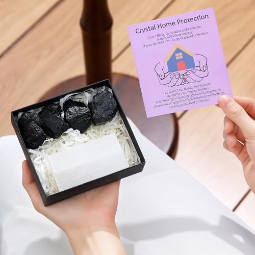 QINJIEJIE Protection Crystals Healing Stones Set 8 PCS Raw Crystal Crystal Home Protection