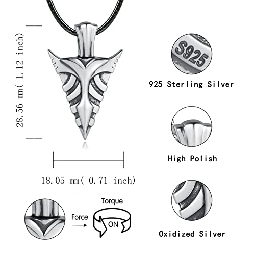 APOTIE Sterling Silver Arrow Urn Necklace for Men S925 Arrowhead Cremation Pendant Ashes Keepsakes Memories Jewelry Gifts for Loss of a Loved One