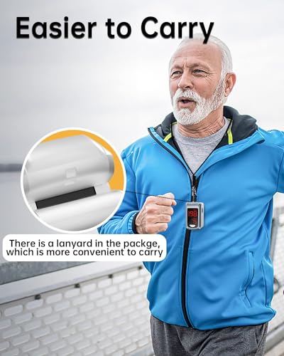 HOLFENRY Oxigeno en Sangre y Ritmo Cardiaco, Oxigeno dedo Adultos Monitor with Estuche and Lanyard, App Free (Grey)