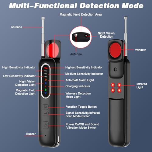 Bedbug Detector RF Wireless, Camera Detector, Hidden Camera Detector with 6 Levels Sensitivity Insect Detector for Hotel