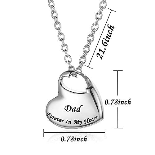 Cremation Urn Necklace for Ashes Urn Jewelry,Forever in My Heart Carved Stainless Steel Keepsake Waterproof Memorial Pendant for mom & dad with Filling Kit…