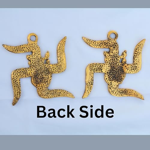 Metal Lord Ganesha Swastik Wall Hanging – 3.5'' Inch, Set of 2 – Traditional Hindu Décor for Home, Temple, Office, Entrance – Spiritual Gift Item for Housewarming, Festive Decoration