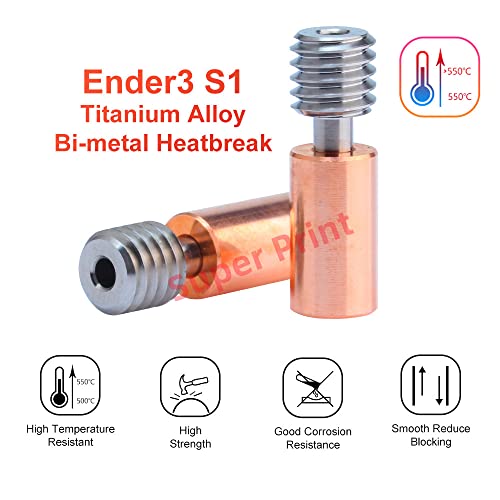 2Pcs Ender 3 S1 Titanium Alloy Bi-metal Heatbreak,Compatible With Ender 3 V3 SE,Ender 3 S1,Ender3 S1 Pro, S1 Plus,CR10 Smart Pro,Sermoon V1 3D Printer Hotend.(2PCS)