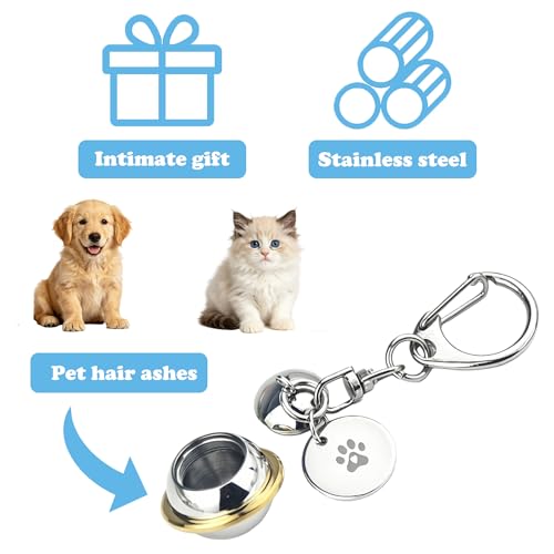 Stainless Steel Urn Keychain for Dog Cat Waterproof