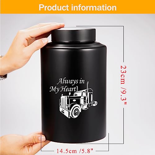 Gredstar Black Cremation Urn for Ashes, Trucker Memorial Keepsake