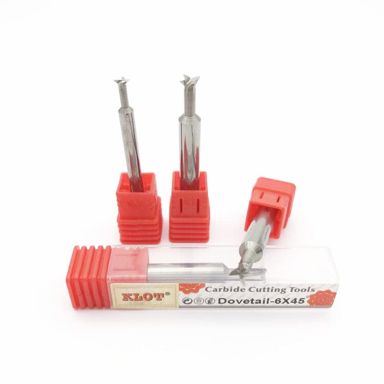 KLOT 2mm 45° solid carbide dovetail milling cutter end mill, uncoated, L50mm for aluminum and copper