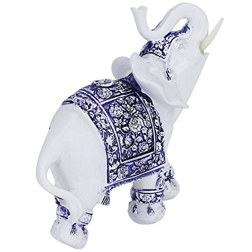 Lucky Elephant Statue,Elegant Statue Feng Shui Golden Sculpture Wealth Lucky Elephant Figurine with Trunk Facing Upwards,Feng Shui Elephant (Blue and White Porcelain Large Size Blue and white porcelain large size: (Supplier