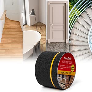Non Slip Tape 4Inch x 30FT Waterproof Anti Slip Traction Tape, Best Grip Anti Slip Tape with Reflective Stripe for Slippery Stairs Surfaces Yellow Reflective Stripe