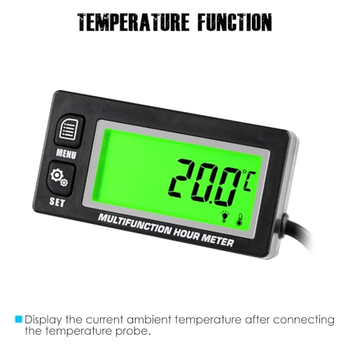 Multifunction Hour Meter, Record Total Hours & IP65 Waterproof Design for Lawn Mower Tractor Generator Compressor