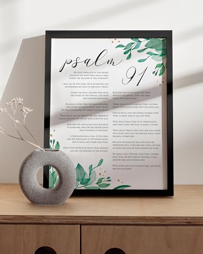 HAUS AND HUES Psalm 91 Wall Art - Bible Verses Wall Art, Religious Wall Quotes Bible Verse, Artwork with Scripture Art, Religious Gifts for Women, Christian Prints and Posters (Unframed, 16x20) religious/inspirational/botanical/scripture 12"L x 16"W