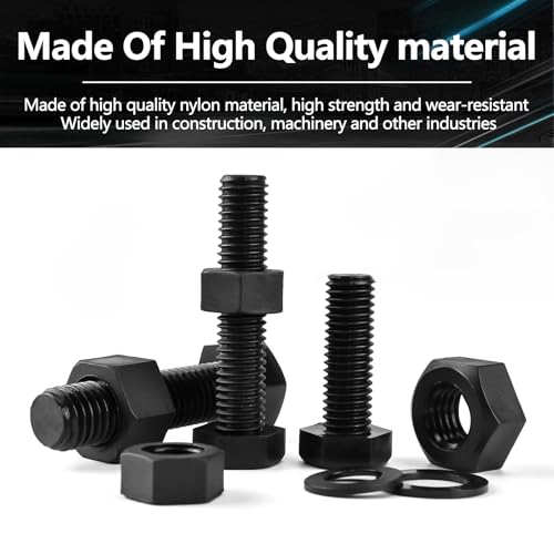 DANA FRED 216-piece black nylon hex screw, nut and washer kit, M4-M10 metric sizes for PCB boards