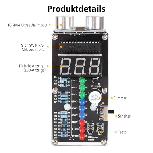 HC-SR04 Ultrasonic Rangefinder Soldering Kit for School | With LED display, DIY distance sensor soldering kit kit, mint soldering learning for home, school and daily use