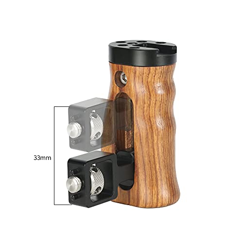 NICEYRIG Wooden Side Handle for ARRI Locating Pin Adjustable Universal Left & Right Grip for DSLR Camera Cage Rig - 462