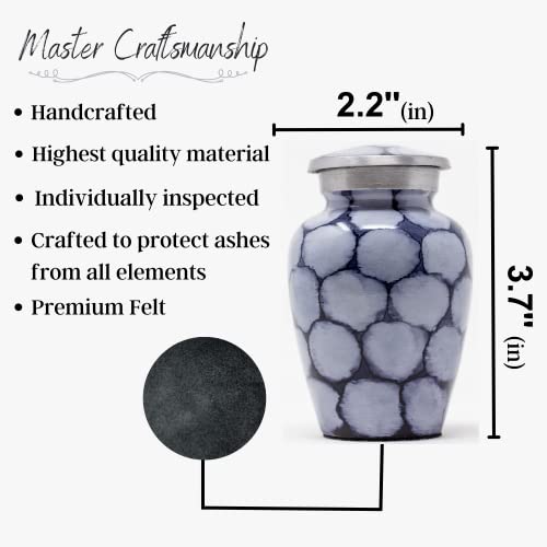 Small Urn for Human Ashes - Purple and Black Mini Urn for Ashes - Keepsake Urn with Blue Velvet Bag