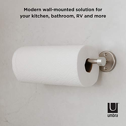 Umbra - 1009237-410 Cappa Paper Towel Holder – Modern Under Cabinet or Wall Mount Dispenser (Horizontal or Vertical), 14" L x 4" W x 2.6" H, Nickel (Pack of 2) 14"L x 4"W x 2.6"H (Pack of 2)