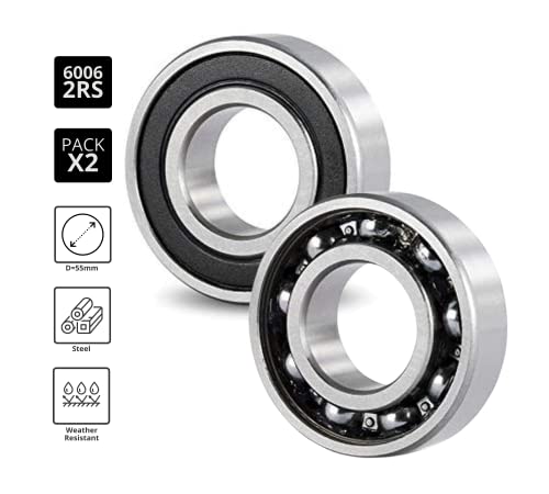 (PACK 2) DOJA Industrial | 2 units of Bearings with support 6006 2RS C3 Ball bearing for shaft (30mm) | Bearings with supports for: milling machine, 3D printer, DIY.