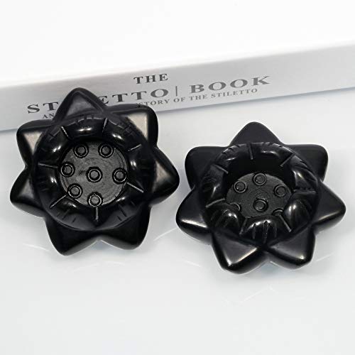 Amogeeli Black Obsidian Stone Lotus Flower Figurine for Home & Office, Hand-Carved Stone Tea Light Candle Holder, Stone Stand for Crystal Ball Black/Black Obsidian Stone