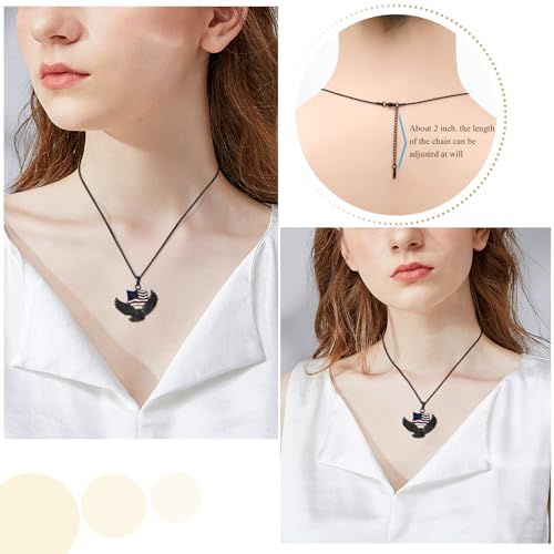 Oinsi Cremation Jewelry For Ashes For Men The Stars and the Stripes With Eagle Memorial Urn Necklace Keepsake Pendant Black