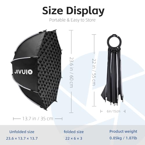 23.6"/60cm Octagonal Softbox, Quick Release Bowens Mount with Grid 23.6 in