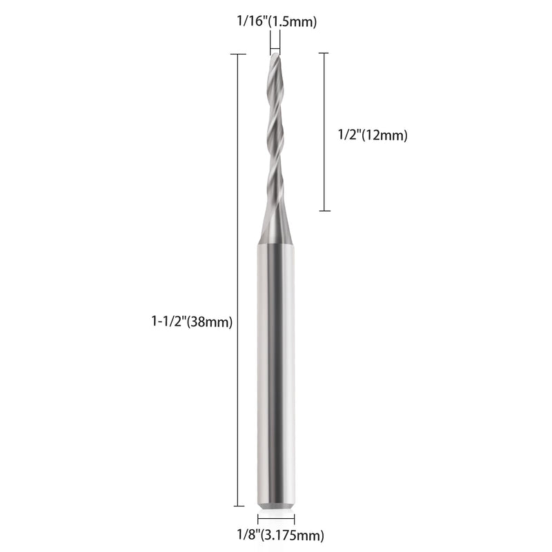 [Australia - AusPower] - HOZLY Ball Nose End Mill CNC Router Bits, 1/8" Shank 1/16 Cutting Dia for CNC Machine Milling Toos Router Bits Spiral Milling Cutter Engraving Carving Tool for MDF Acrylic Wood PVC (10) 10 