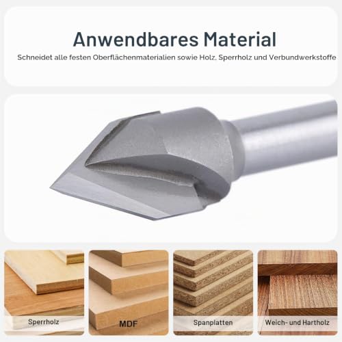 SpeTool Chamfer Cutter 6 mm Shaft Engraving Cutter 60 Degree 2 Flutes Solid Carbide Engraving Cutter V Groove Cutter 12 mm Cutting Diameter CNC Cutter End Mill Wood Cutter for Router for Router for Beveling V-Grooves