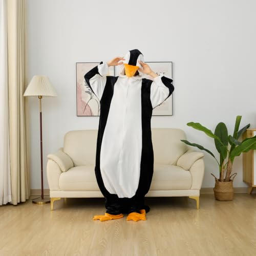 Wearable Penguin Blanket Hoodie Sleeping Bags for Adults Women Men Super Soft Warm Cozy Flannel Fleece Blanket Penguin Gifts(L,Suitable Height 4'11"-5'5") Cosplay Penguin Large